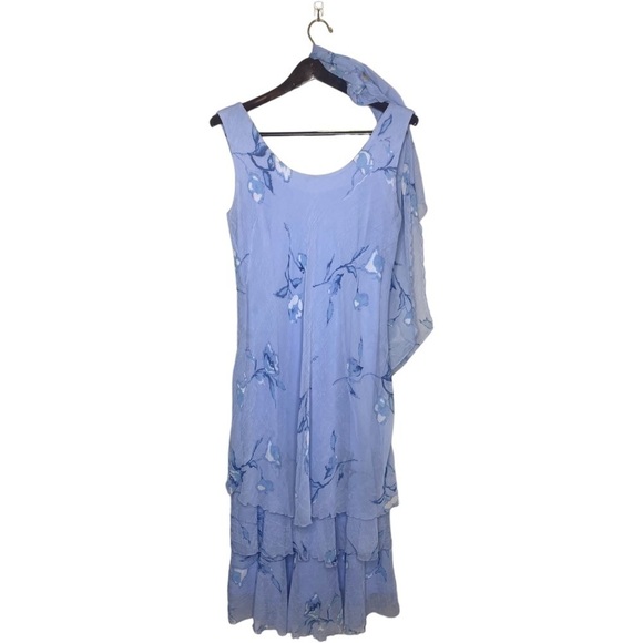 Flowy Lavender sleeveless tiered maxi sundress with scarf - Picture 7 of 8